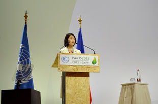 COP21においてステートメントを行う丸川環境大臣