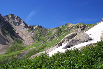 白馬岳の高山景観。