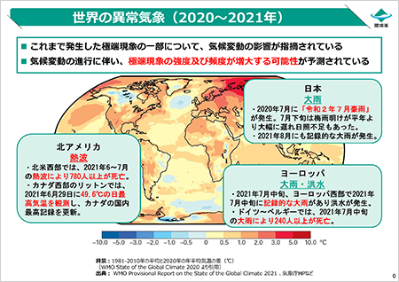 世界の異常気象（2020〜2021年）（環境省提供）