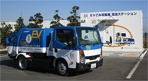 2019年2月より、ごみ焼却施設でのごみ焼却により得られる蒸気による発電を活用したEVごみ収集車（電池交換型）を日本で初めて導入。