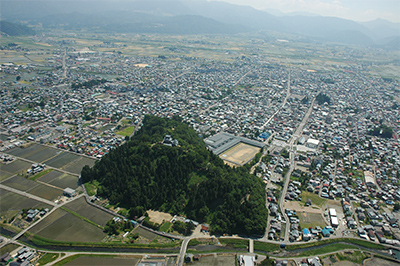 越前大野城と城下町（空撮）