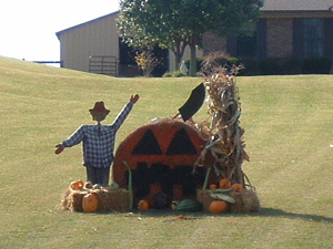 手作りのハロウィーンの飾りつけ。